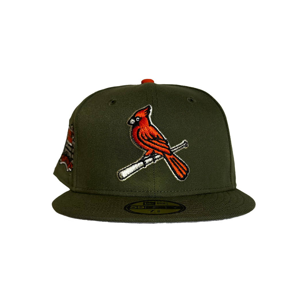 ST LOUIS CARDINALS OLIVE BIRD "BUSCH STADIUM'' PATCH 59FIFTY FITTED